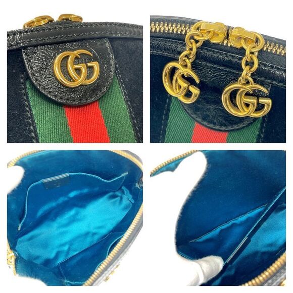 Gucci 499621 And 486628 Suede Ophidia Ggmarmont Shoulder Bag Black 371302 - Picture 7 of 10